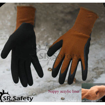 SRSAFETY 13 g Gants en nitrile mousse recouverts de nitrile noir avec doublure en acrylique et couche en acrylique